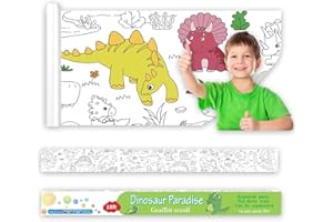 Large Size Coloring Paper Roll for Kids, Toddler Drawing Paper Roll,DIY Sticky Wall Painting Color Filling Paper,Creative Early Educational Toys for Toddlers by Vamotto 300 * 38cm (Dinosaur)