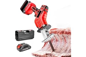 AUTUMFLATGAO Elektryczna Piła Do Kości Z Akumulatorem, Brzeszczot Ze Stali Nierdzewnej 0-3000Obr./Min, Oświetlenie LED, Akumulatorowa Piła Szablasta Do Drewna, Drzew, Metalu, Cięcia Rur PVC