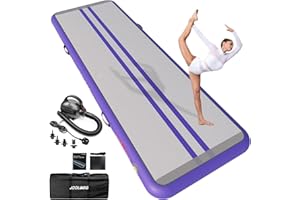 JOOLOOG Premium Inflatable Gymnastics Mat, Air Mat 2m 3m 4m 5m 6m Tumble Track for Home Training, 10cm/20cm Thick Tumbling Mat with Pump for Kids Indoor Gymnastics, Outdoor Practice Tumbling & Yoga