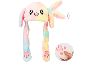 Hopearl Chapeau de Vache avec Oreilles Saut Mobile Pop Up Peluche Ferme Animal Vacances Cosplay Cadeau Amusant pour Enfants Filles 56cm