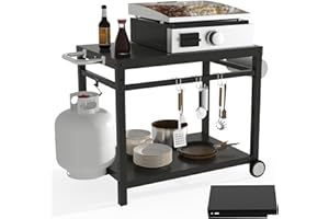 WELL GRILL Chariot de barbecue pliable - Table d'appoint d'extérieur - Plan de travail - Chariot de service - Four à pizza - Table pour cuisine en plein air - Royal Gourmet - Ninja, Ooni - Accessoires