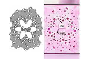 DzIxY Englische Wörter Happy Flower Lace Metall-Stanzformen für Kartenherstellung, Prägepapier, Stanzformen, Scrapbooking, Maschinen, Schablonen, Aufbewahrungstaschen, Zubehör