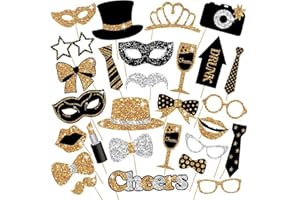 ‎CHARFIA 30 Stück Foto Requisiten,Fotobox Accessoires,Party Foto Booth Requisiten Dekorationen für Karneval, Hochzeit,Halloween,Weihnachten,Party Deko Zubehör,Tischdeko Geburtstag,Silvester DekoFoto Requisiten