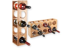 ‎GRÄFENSTAYN Gräfenstayn® Weinregal Cube - stapelbar aus Bambus-Holz für 5 Wein-Flaschen zum Stellen, Legen, Wand-Montage, erweiterbar, Größe 13,5x12x53 cm (LxBxH) Weinflaschenhalter Weinkiste Flaschenregal