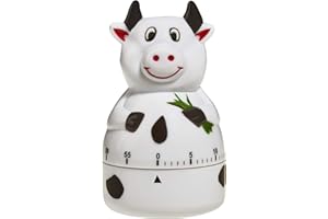 ‎TFA DOSTMANN TFA Dostmann Kuh Analoger Küchen-Timer, 38.1007, Eieruhr, mit Metall-Aufzugswerk, akustischer Alarm, Hausaufgabentimer, analog, schwarz/weiß,