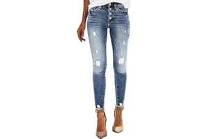 TAIYANYU Jeanshosen Damen mit Löcher Damen Dehnbare hoch taillierte Boyfriend-Jeans mit geradem Bein und ausgefransten -Denim-Hosen