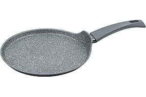 Zanetti - DURAPIETRA Crepiera 20 cm in Alluminio, Padella Antiaderente per Crepes Forgiata ad Alto Spessore, Effetto Pietra e Manico Soft Touch, Per Ogni Piano Cottura Incluso l'Induzione