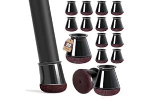 MUYOS 32 Pcs Small Chair Leg Floor Protectors Furniture Pads Floor Protectors for Hardwood Floors Chair Sliders Silicone Covers with Stronger Felt Pads Black X-small (Fit:14-20mm)