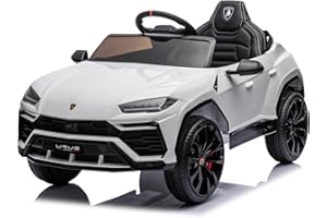 FINOOS Lambo Urus Voiture électrique pour Enfants, Licence d'origine, Batterie, Portes à Ouverture Verticale, 2 Moteurs, Batterie 12 V, télécommande 2,4 GHz (Blanc)