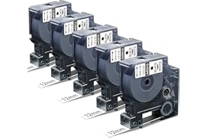 MarkField 12mm x 7m Cintas para Etiquetas Compatible para Dymo D1 Label 45013 S0720530 para LabelManager 160 280 260P 360D 420P 150 250 500TS 450 DUO, Negro sobre Blanco