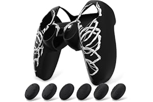 playvital Coque Protection pour ps5 Manette,Housse Silicone avec 6 Capuchon Joystick pour ps5 Grip Cover Skin Compatible avec Station de Charge-Sculpter Crâne,Pure Series