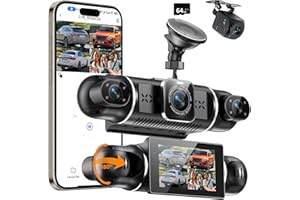 CARTSDOII 4 Canaux Dashcam Voiture Avant Arriere 2k/1080P Avec Carte SD 64GB,Camera Embarquée Voiture 3" Écran Ips, 4x 140° Grand Angle, WDR Vision De Nuit, G-Sensor, Enregistrement En Boucle, Mode Parking 24/7