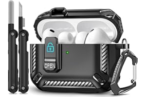 TNSNK für Apple AirPods Pro 3 Hülle (2025) Case mit Lock, Shockproof für AirPods Pro 3 Case mit Cleaning Kit & Keychain - [Support Wireless Charging] (Black)