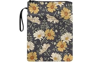 Wanyint Book Sleeve Washable Book Protector with Zipper and Front Pocket 11.4’’ x 8.7’’ Book Cover for Teacher, Reader, Daisy Gray