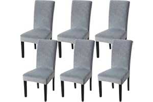 Fuloon Velvet Cahir Cover Grey Chair Covers Furry Seat Slipcover Outdoor Armless Dining Chair Covers Set of 6