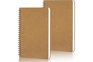 Yarotm Quaderni a Spirale 2 Pezzi Quaderno Puntinato A5-100gsm 60 Fogli Notebook Puntinati 5mm - 700gsm Copertina Karft Quaderno Appunti a Puntini