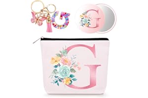 Bingtoo Borsa per il trucco personalizzata con iniziale per donna, Pochette personalizzata, Regalo donna compleanno, Regali natale, G