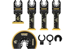 CGBOOM Multiherramienta Oscilante de Titanio 8 piezas de Corte de Inmersión, Cuchillas Multiherramienta para Metal, Madera, Clavos, Tornillos, Liberación Rápida Universal, Kits de Cuchillas Multiherramienta
