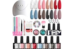 Kit Semipermanente Unghie Phoenixy 8 Colori Smalti Semipermanenti con 36W Lampada U V/LED Kit Unghie Gel Completo con Base e Matte Top Coat Strumenti per Unghie Regali per le Donne