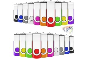 Cle USB 512MB, EASTBULL Clé USB 2.0 Flash Drive Clef USB Pivotant Stockage Disque Mémoire Stick Pendrive avec 20 Cordes (10 Couleurs 512MB*20PCS)