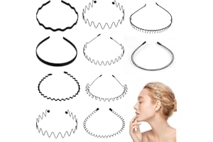 POWMAG 10 Piezas Diademas de Metal, Diadema de Unisex Mujer,Diadema Pelo Accesorios de Pelo Elásticos para Yoga Deportes al Aire Libre