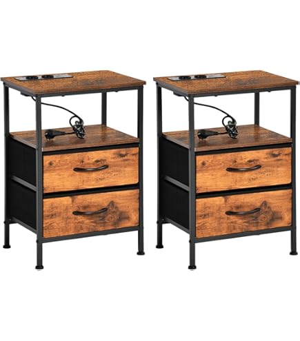 Mobili Rebecca® Table de Chevet Commode 4 Tiroirs Bois Marron Country
