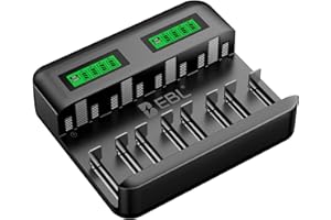 EBL Ładowarka do akumulatorów AA AAA C D NI-MH typ C wejście szybka ładowarka, wyświetlacz LCD