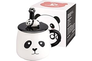 SHENDONG Panda kubek uroczy ceramiczny kubek do kawy z 3D pandą pokrywką i łyżką 3D panda kubek do kawy nowość kawa herbata mleko kubek prezenty dla miłośników pandy kobiet przyjaciół dzieci dziewcząt żony mamy