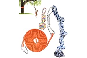 TUAHOO Dog Outdoor Hanging Bungee Tug Toy, Spring Pole Tether Tug of War Toy for Large Breed Aggressive Chewers,Interactive Exercise Play Cord, Tree Tugger Pulling with 2 Dog Rope Toys