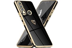 Mkej Funda para Huawei P30 Lite, Bonito Diseño Patrón Corazón Suave Silicona de Galvanoplastia Carcasa con Protección Cámara, Ultrafino Elegante Color Enchapado Case