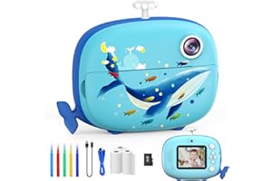 Tosaju Caméra Enfants, Polaroid Appareil Photo instantané pour Enfant avec 3 Rouleaux de Papier d'impression Cadeau pour Enfants Écran 2,4" avec Carte SD 32 Go