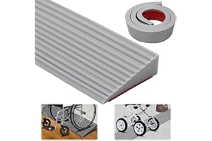 WAPASEZYAR 100x5.5x1.6CM Schwellenrampe, Türschwellenrampen, PVC Rollstuhlrampe, rutschfeste Oberfläche, Gummirampe Auffahrrampe Schwellenrampe für Rollstuhl, Kinderwagen, Rollator oder e Scooter (Grau, 1.6)