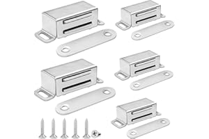 DREAMARK 10 Stück Türmagnet Stark, Magnetschnäpper Magnetverschluss für Schranktüren & Schubladen, Möbelmagnete Türschließer Klebemagnete mit Gegenstück, Schrankmagnete Edelstahl mit 40 Schrauben