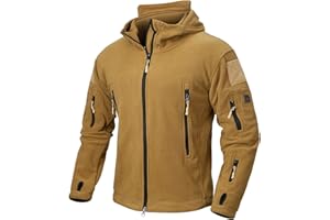 CARWORNIC Męska taktyczna kurtka polarowa, ciepła, wojskowa, z kapturem, outdoorowa, sportowa, na wędrówki, z wieloma kieszeniami