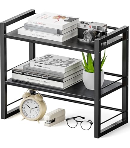 3-laags boekenplank voor op het bureau, multifunctionele metalen boekenkast voor op het aanrecht, bureauplank, opbergrek voor op kantoor, bureau- organizerplank (B, 115cm