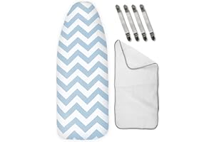 RIIJK Copriasse da Stiro Cotone Universale - Copertura Asse da Stiro con Imbottitura Speciale per una Facile Stiratura - Extra Panno Protettivo per Indumenti Delicati