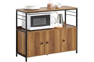 ‎SOBUY SoBuy FSB63-PF Sideboard mit 3 Türen und 1 offnen Ablage Mikrowellenschrank Kommode Schrank Küchenschrank Flurschrank Beistellschrank Aufbewahrungsschrank Vintage BHT ca.: 100x80x38cm