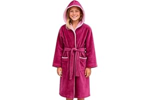 Morgenstern Bademantel mit Kapuze Kinder & Teenager Jungen Mädchen 100% Baumwolle Frottee OEKO-TEX® Kinderbademantel Morgenmantel