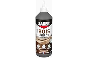 Sader Colle Vinylique Bois Pro D3 – Colle d'Assemblage et de Placage du Bois – Colle D3 Menuiseries Intérieures et Extérieurs Abrités – Colle Bois Humide – Transparente – Biberon 750 g