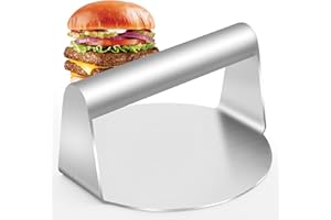 Solvant Smash Burgerpresse, Round Edelstahl Burger Smasher, Professionelles Edelstahl Burgerpresse Grillzubehör für Flat Top Grill, Hamburgerpresse und Squeeze Grease (Rund (Griff aus Edelstahl)