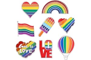 Clyhon 8 Stücke Regenbogen Homosexuell Stolz Broschen, LGBT Rainbow Gay Pride Pins Kit, LGBTQ Regenbogen Flagge Pin Accessories für Kleidung Revers Tasche Rucksack Dekoration