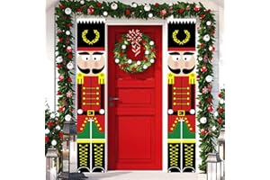 LUTAKU Nussknacker-Weihnachtsdekoration, Outdoor-Weihnachtsdekoration – lebensgroßes Modell, 2 Stück Nussknacker-Soldat-Banner für Haustür, Veranda, Innenbereich, Kinderparty, Garten (Rot02)