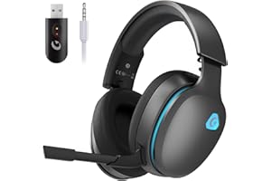 Gvyugke Auriculares inalámbricos para Videojuegos de 2,4 GHz para PC, PS5, Mac, Switch, Sonido Envolvente 7.1, Bluetooth 5.3, Auriculares inalámbricos para Videojuegos con micrófono, Auriculares de