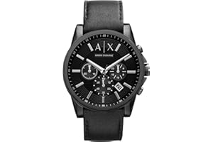 Armani Exchange Orologio per uomo, movimento cronografo al quarzo e cassa da 45 mm con cinturino in pelle