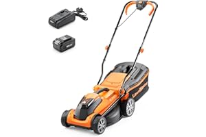 LawnMaster MX 24V 34cm Cordless Lawnmower with MX 24V 4.0Ah Lithium Ion Battery, Fast Charger and Rear Roller. Powerful Battery Lawn Mower for Small to Medium Lawns (34cm Mower)