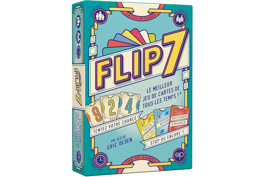 Catch Up Games Flip 7, Jeu de Cartes Rapide et Malin, 3-6 Joueurs dès 8 Ans