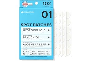 ‎CARASEOUL caraseoul Pickel Patches – Dermatologisch getestete Hydrokolloid-Aknepflaster in 2 Größen (10 mm, 12 mm), Pimple Patches, mit Bakuchiol & Aloe Vera, Tierversuchsfrei, Korean Skincare (102 Stück)