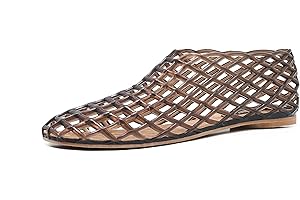 ATBELL Jelly Sandals for Women Clear Woven Flats Beach Slip-on Ballerina Jellies Mesh Shoes