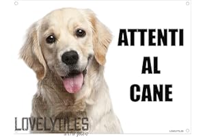 LOVELYTILES GOLDEN RETRIEVER attenti al cane mod 1 TARGA cartello IN METALLO (20X30)