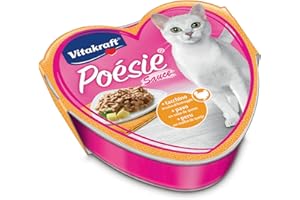 Vitakraft Poésie Création, comida húmeda para gatos, en salsa, pavo y salsa de queso, alimento húmedo para gatos adultos, sin azúcares ni cereales añadidos (1x85g)